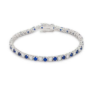 Silvertone Finish Victorian Cubic Zirconia Tennis 7 Inch Bracelet